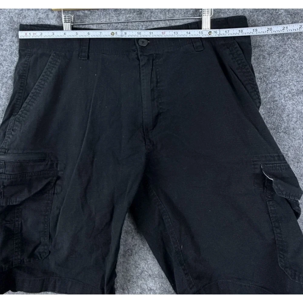 Wearfirst Cargo Shorts Men 38 Black Cotton Stretch Utility Pocket Hiking Outdoor